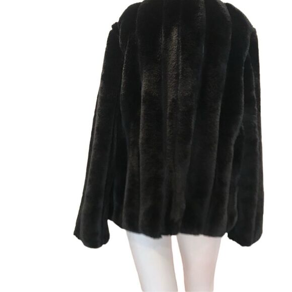 Vintage Carmin Black Faux Fur Coat SzM - Picture 2 of 4